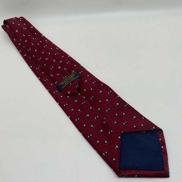 Kai Long Red Silk Handmade Panda Print Tie - Picture 4 of 12